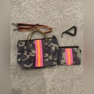 Babs+Birdie Green & Pink Camo Tote & Wristlet